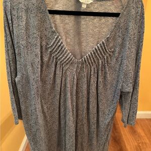 Lucky Brand Gray Ruched 3/4 Sleeve Blouse